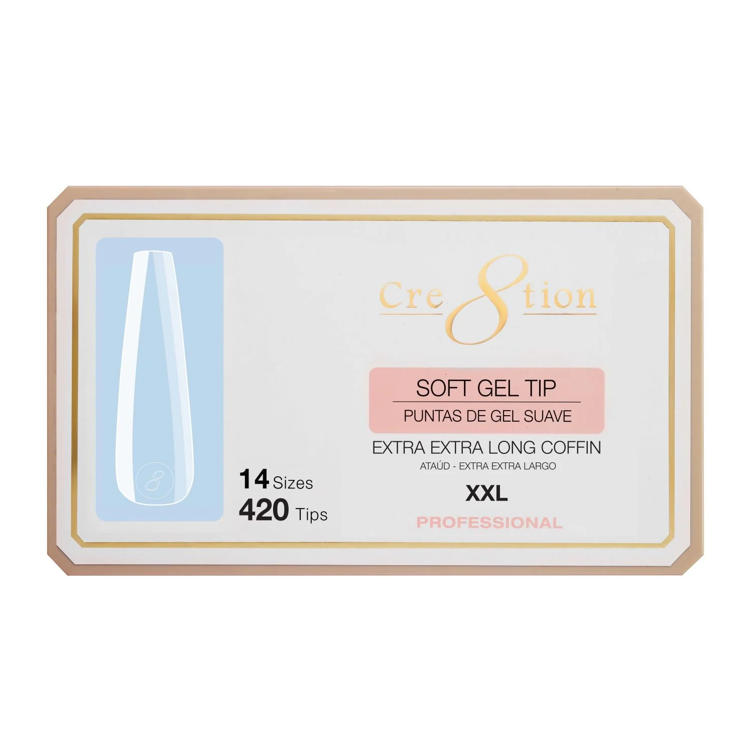 Cre8tion Soft Gel Tips - EXTRA EXTRA LONG COFFIN